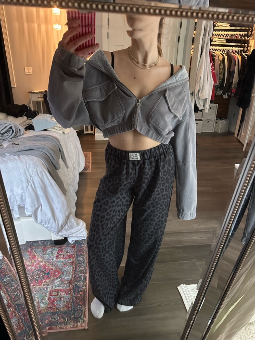 Urban Outfitters Light Gray Fleece Zip Hoodie